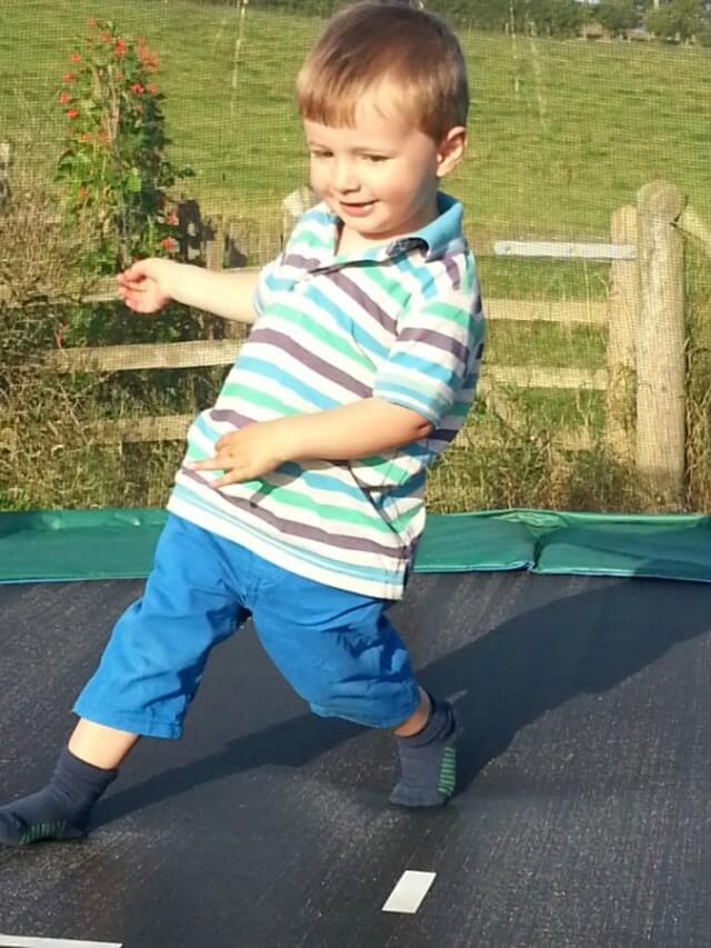 running around the trampoline