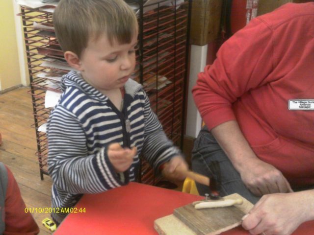 Woodworking at nursery