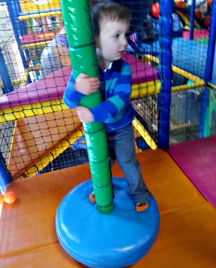 on the twirly pole at soft play