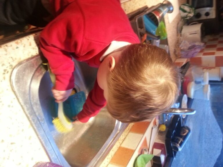 cleaning the sink
