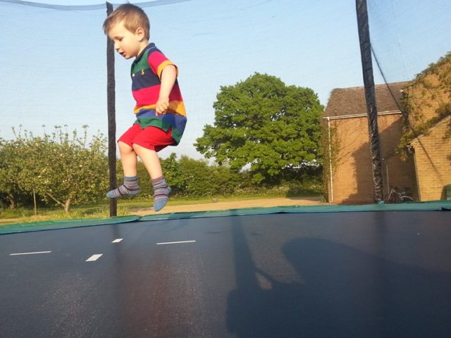 trampolining toddler