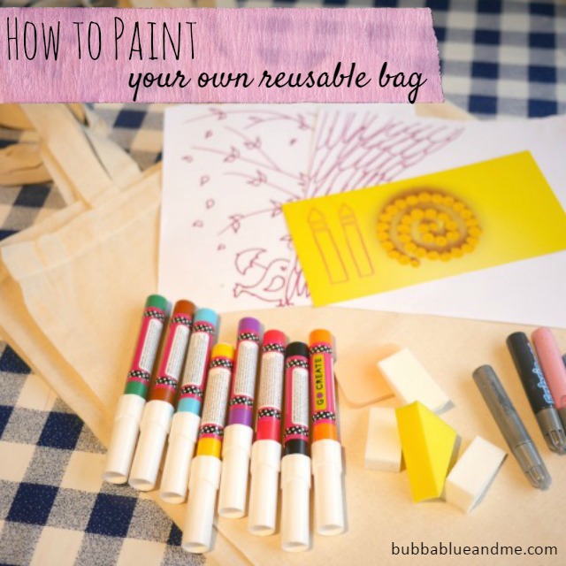 How to and what you need to paint your own canvas reusable bags - Bubbablueandme
