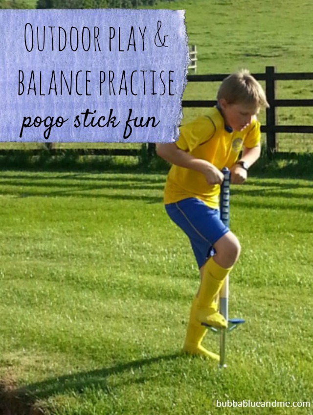 Balancing act with a pogo stick for kids