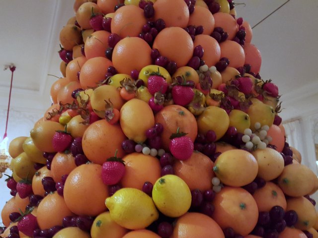 beautiful fruit Christmas displays at Waddesdon Manor