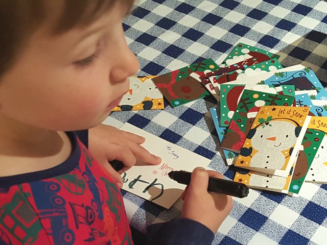 writing Christmas cards