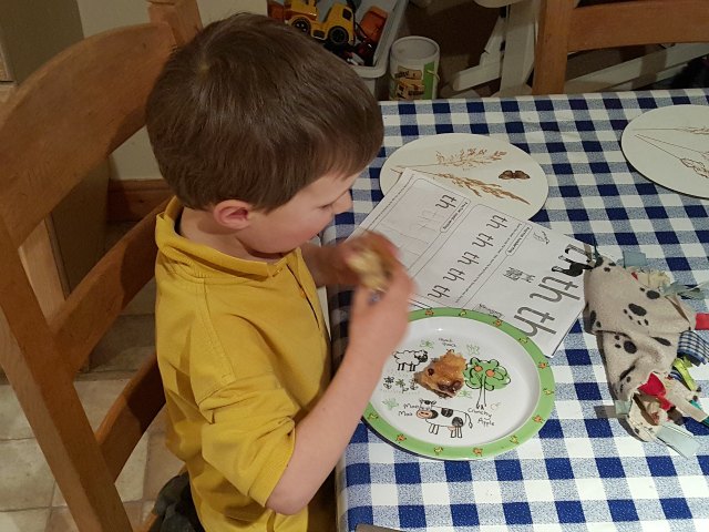 School days - Phonics food and his blanket