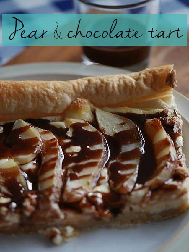 pear almond and chocolate tart - Bubbablue and me
