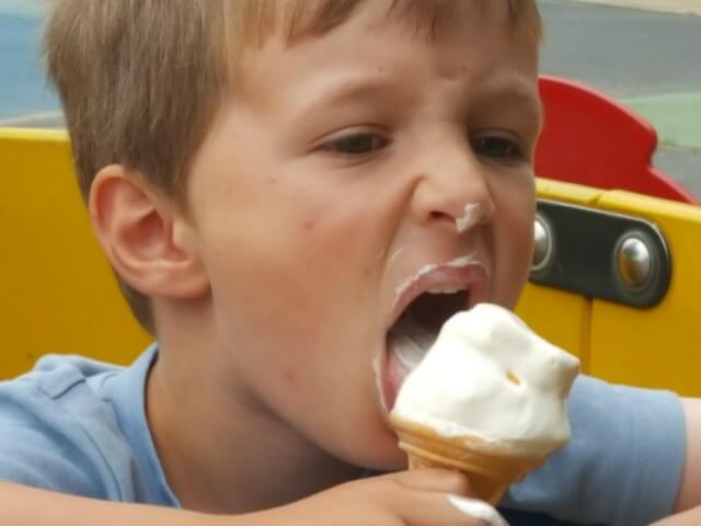 eating ice cream