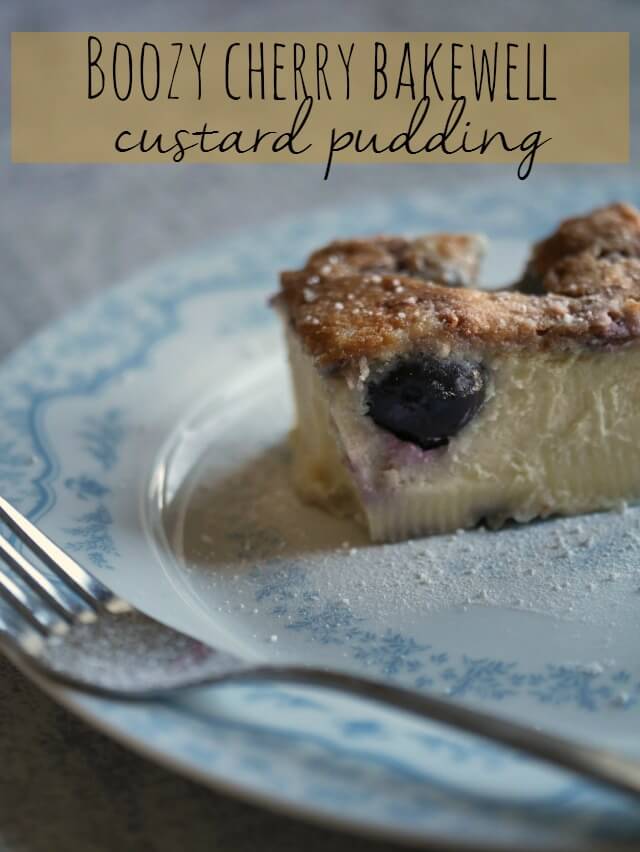 boozy cherry bakewell custard pudding - Bubbablue and me