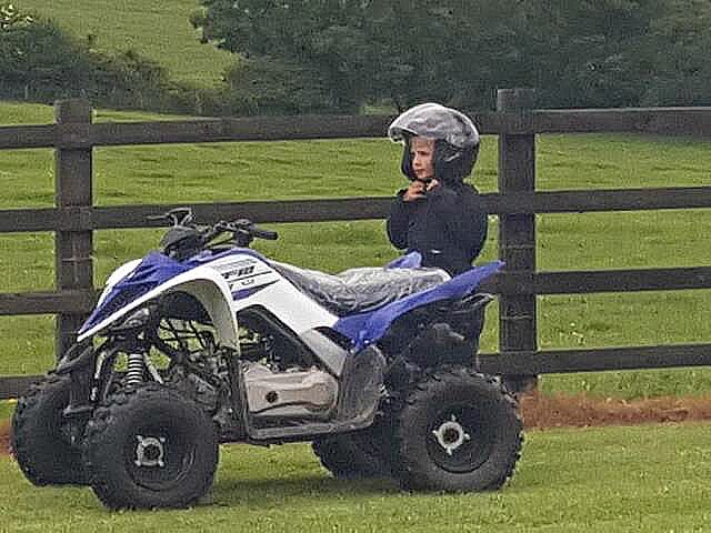 ready to go on the quadbike