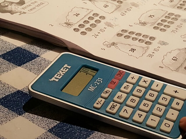 calculator and maths worksheet