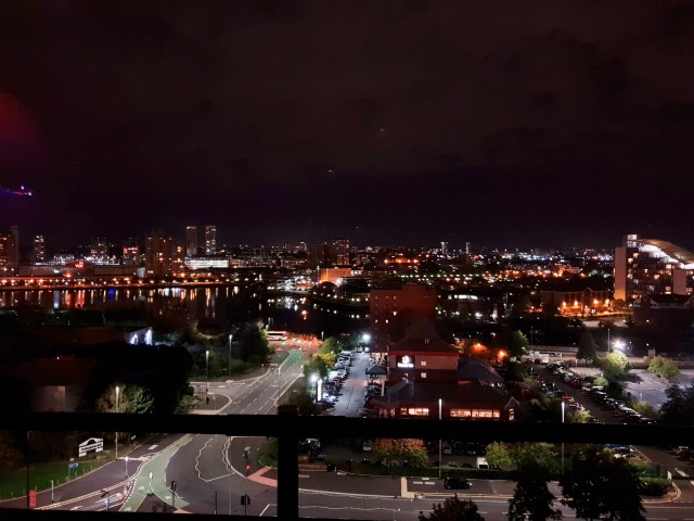 view from hotel football over salford quays