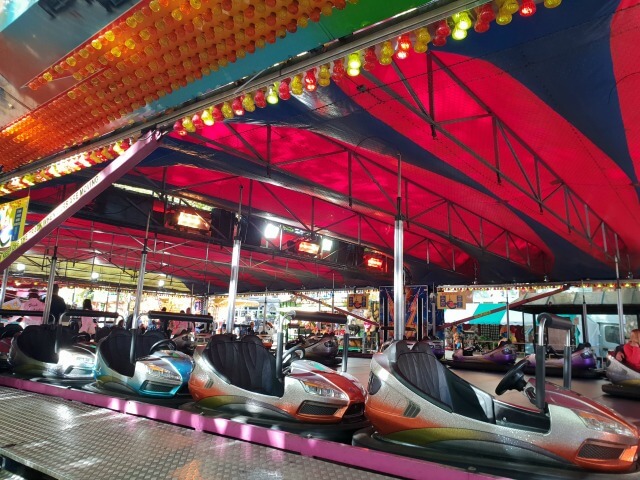 dodgems lined up at michaelmas fair