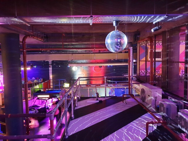 disco ball at junkyard golf