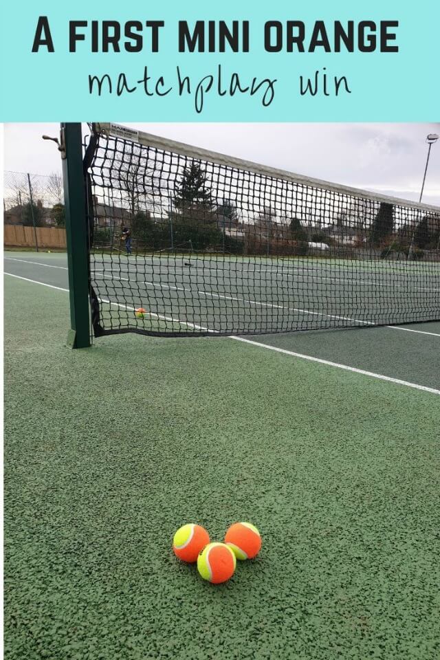 first mini orange tennis win - Bubbablue and me