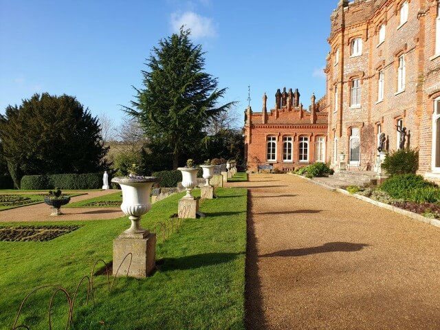 row of flower urns outside the back of Hughenden Manor