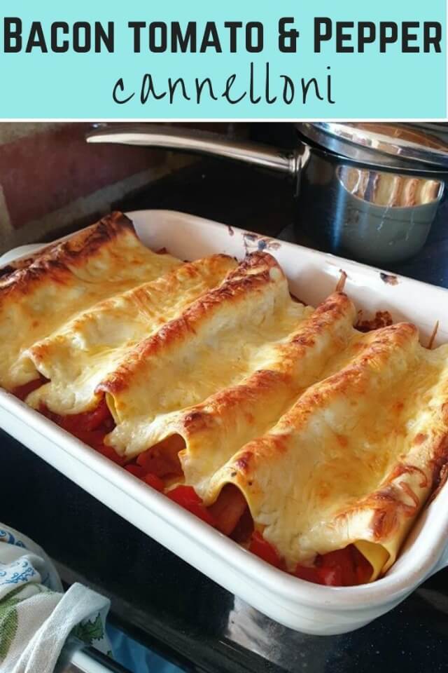 tomato bacon and pepper cannelloni