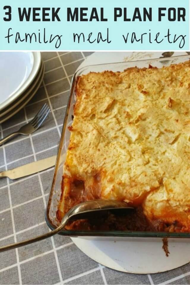 3 week meal plan for family meals