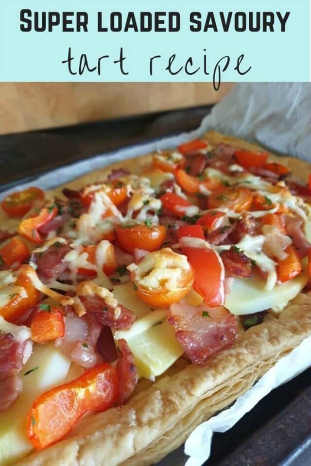 super loaded potato bacon and tomato savoury tart