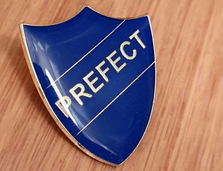 blue prefect badge - year 5