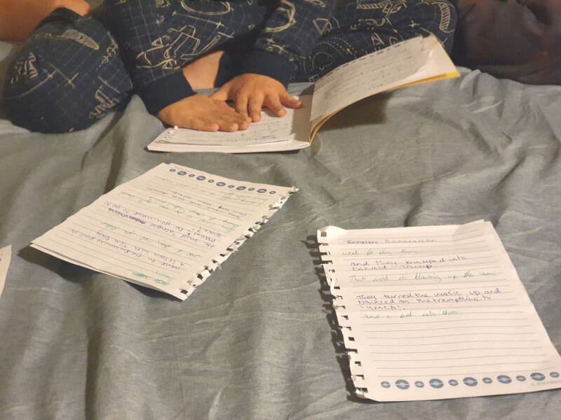 writing fun sories at bedtime