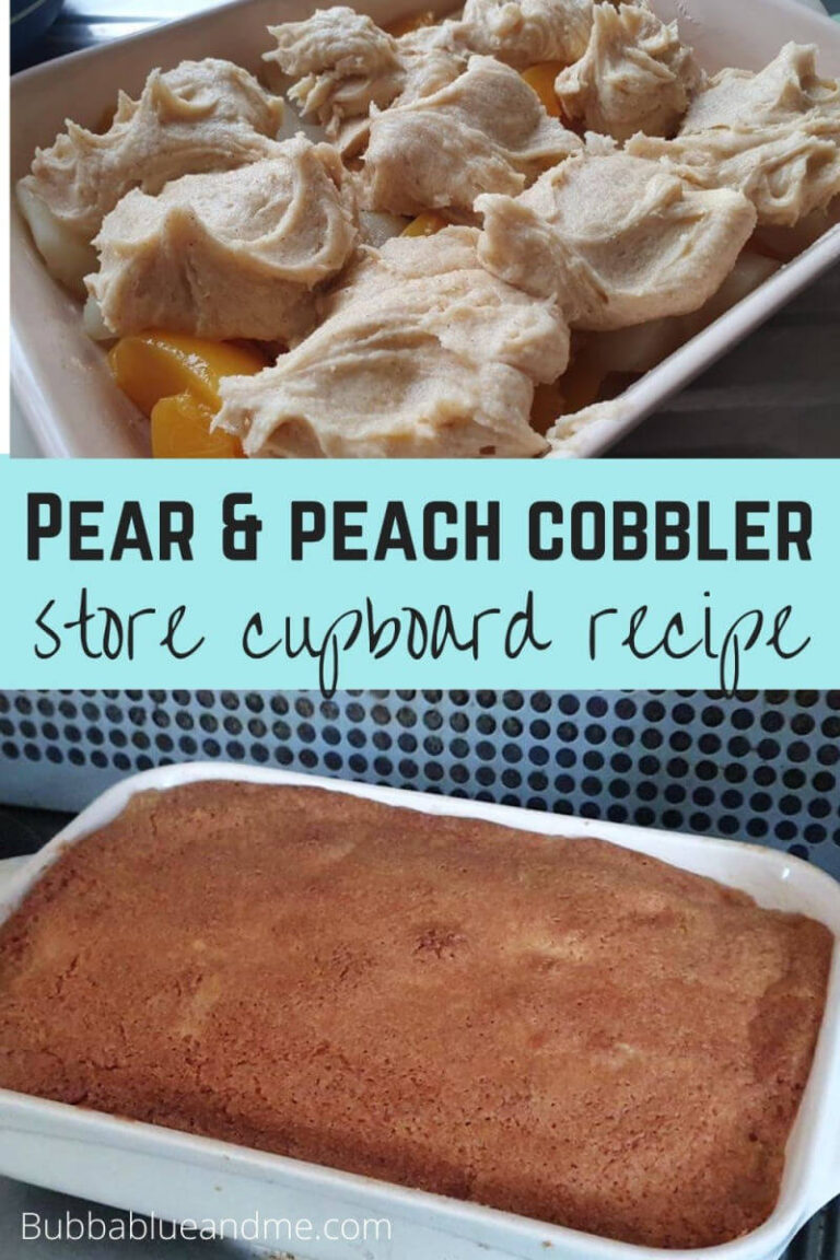 Pear and peach cobbler store cupboard recipe