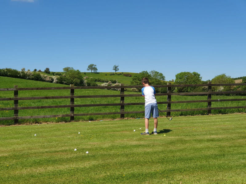 playing golf in the garden