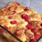 raspberry and chocolate croissant pudding