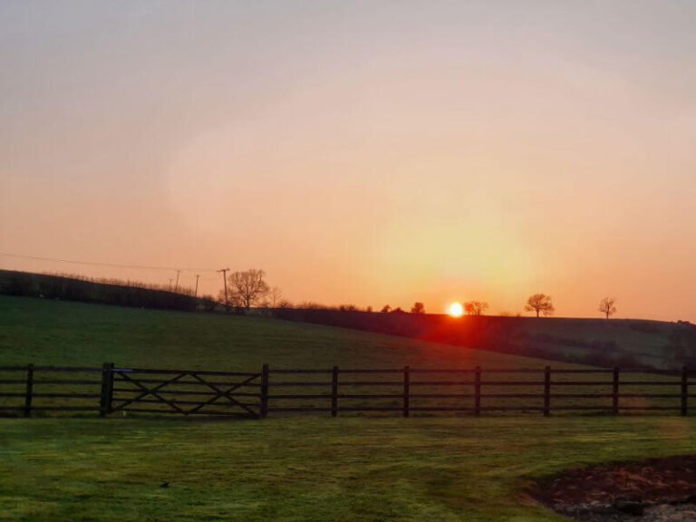 orange sunset over fields
