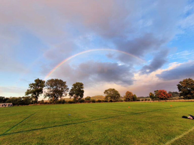 rainbow over playing field