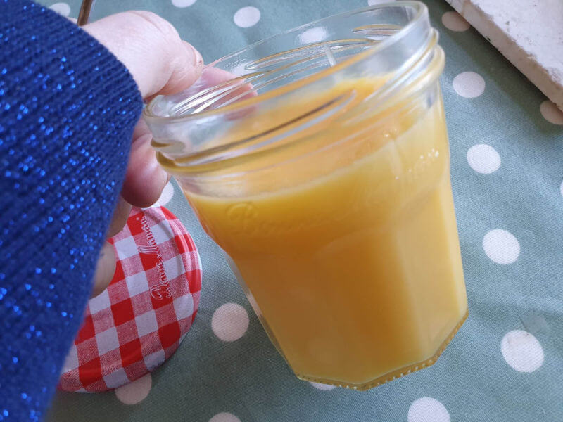 homemade lemon curd in a jard