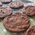 double chocolate chip cookies cooling