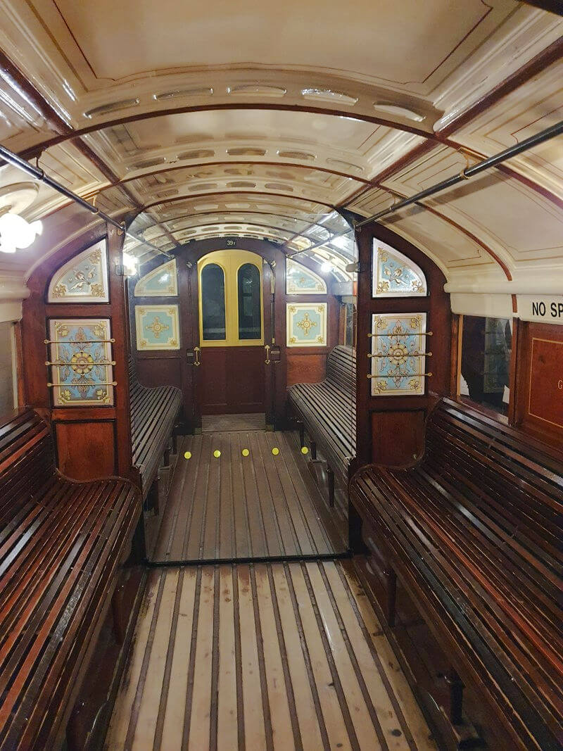inside of an old subway train