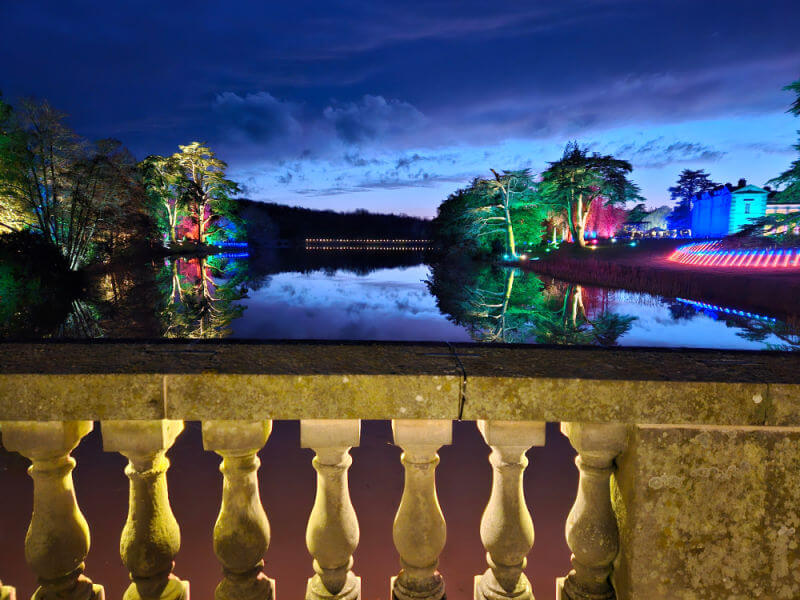 light reflections in the lake at compton verney from the bridge