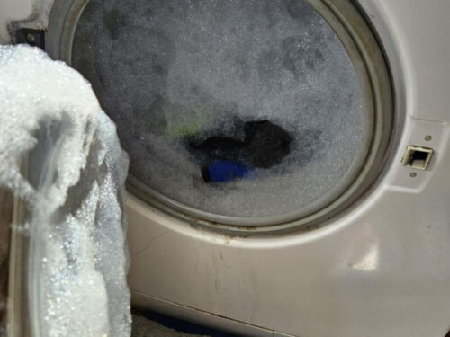 soapy washing machine drum