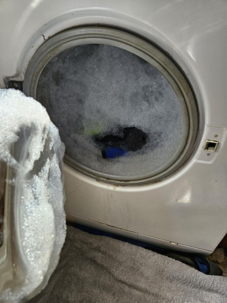 soapy washing machine drum